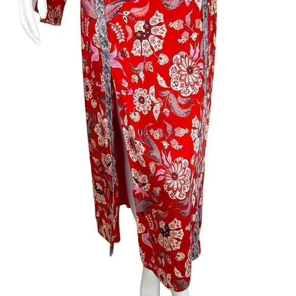 Cinq a Sept Smyth Venetian Red Floral High Slit Midi Dress Size 6 New with Tags - Picture 3 of 13